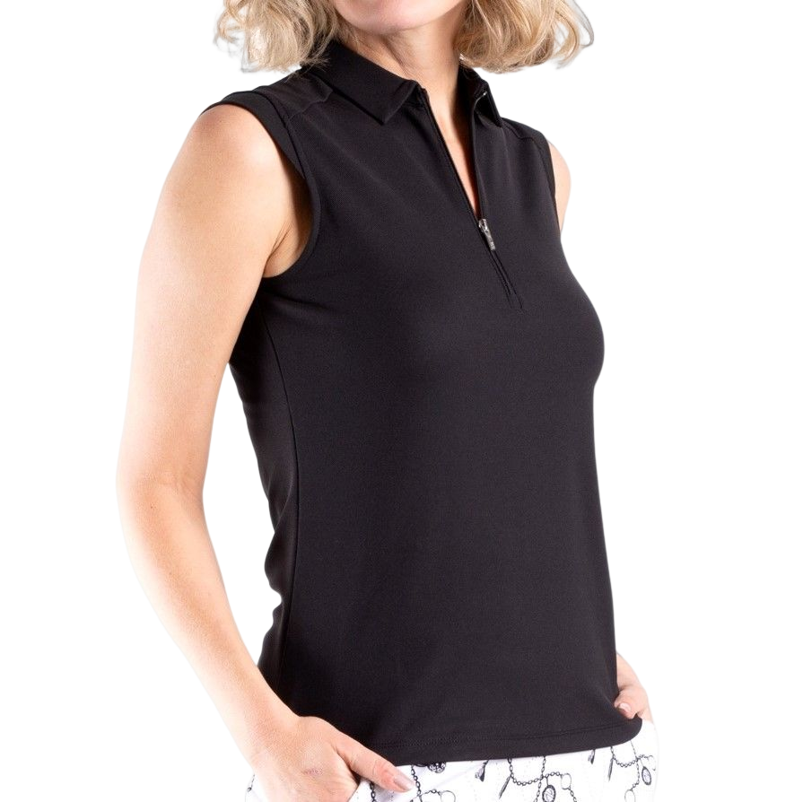 Black Nikki Sleeveless Polo Shirt by Nivo