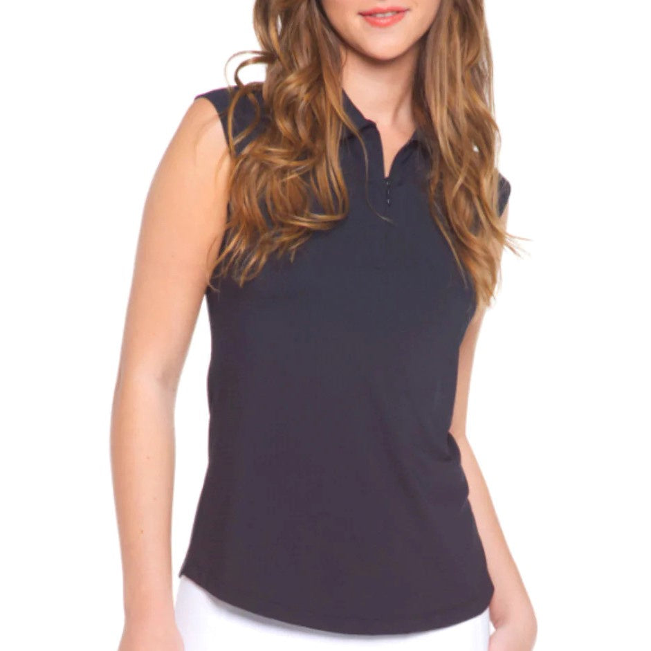 Black Sleeveless IBKUL Polo