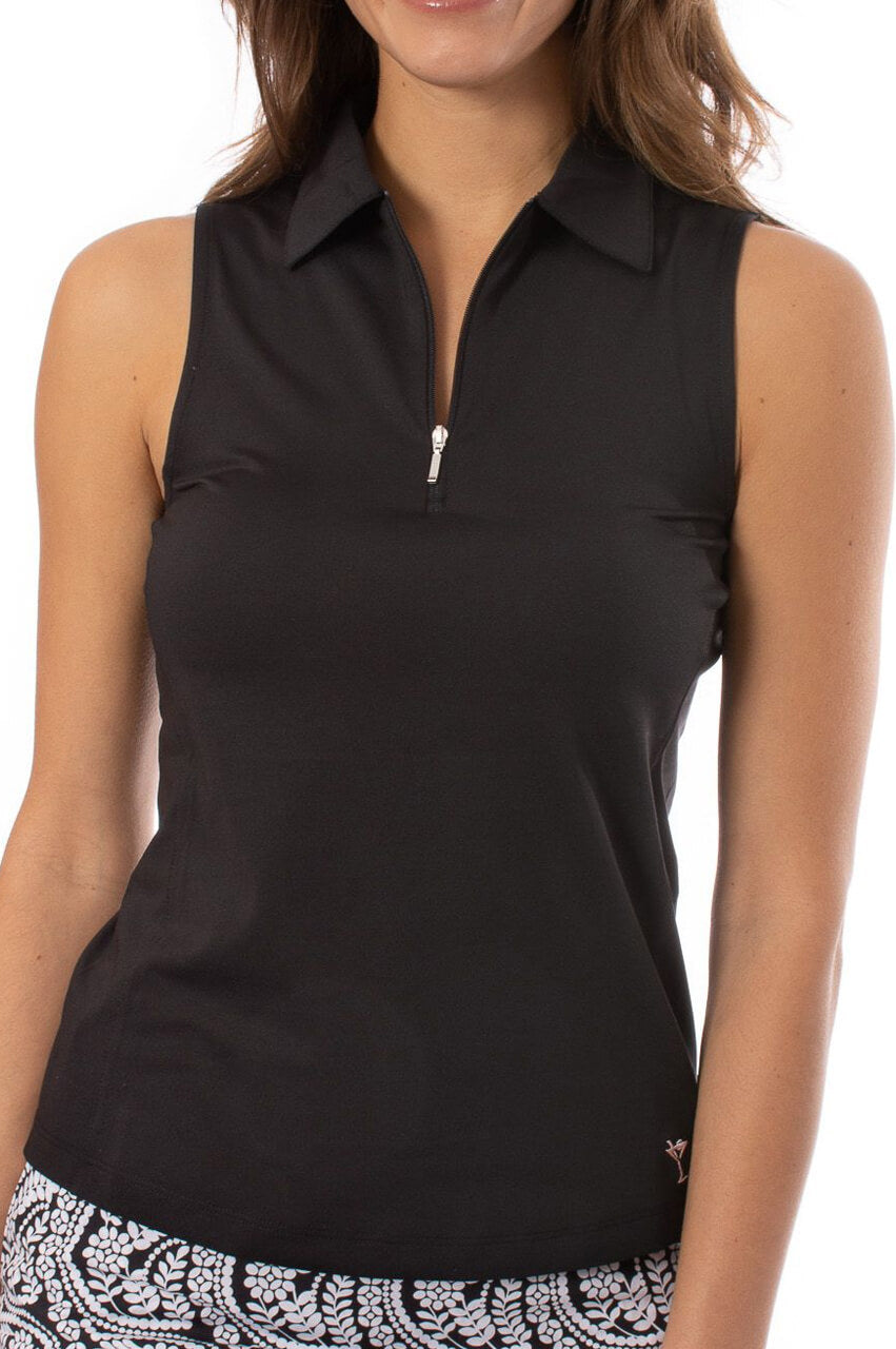 Black Zip Polo-Tank Top