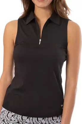 Black Zip Polo-Tank Top