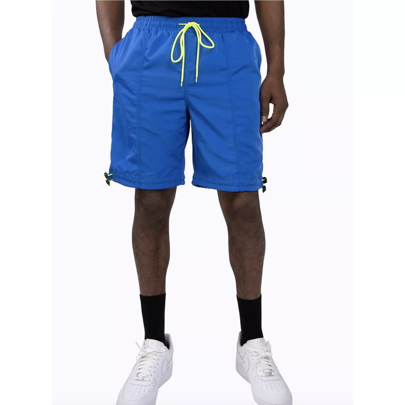 Blue and neon hyper track shorts.