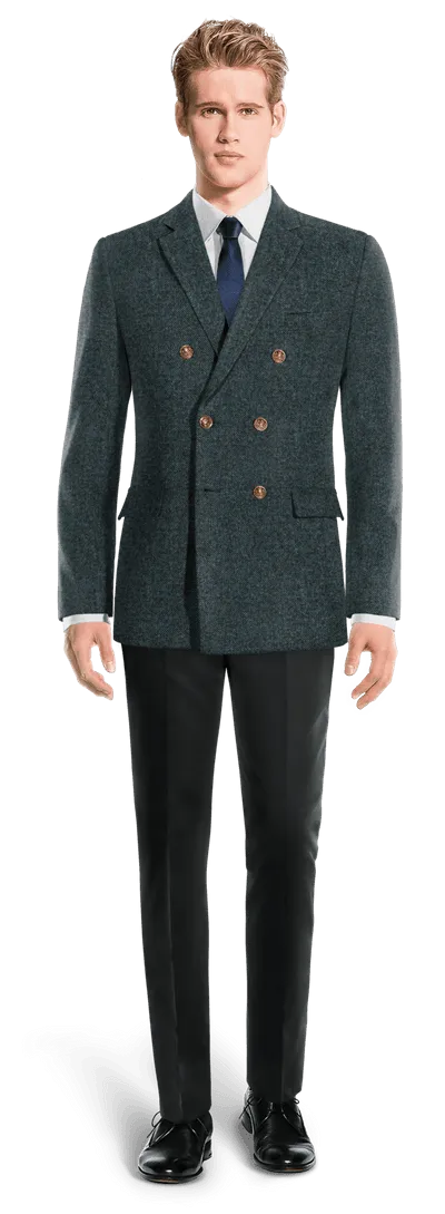 Blue Donegal Tweed Crossed Blazer