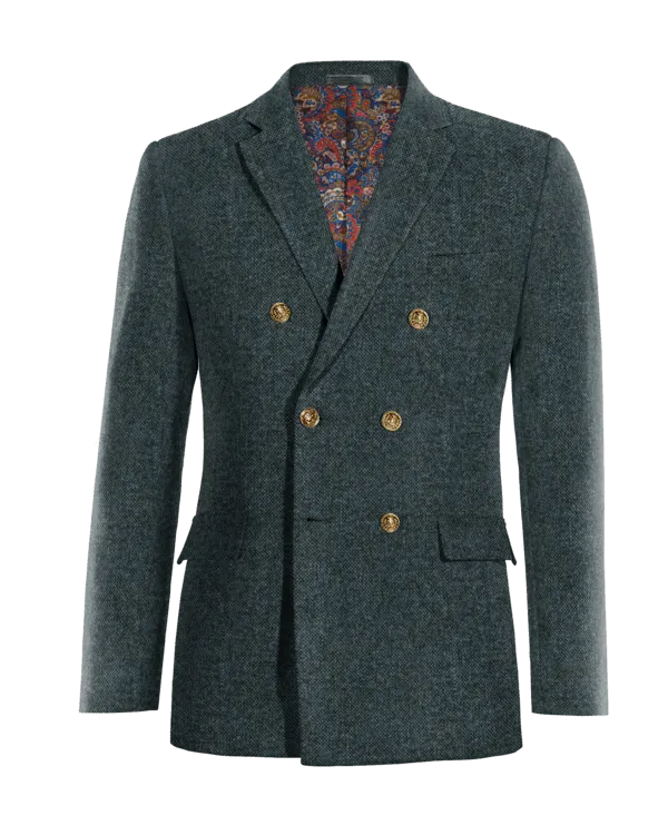 Blue Donegal Tweed Crossed Blazer