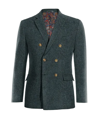 Blue Donegal Tweed Crossed Blazer