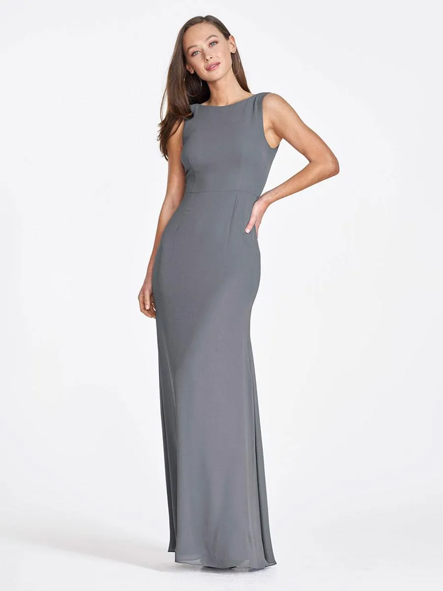 Chiffon Sheath Bridesmaid Dresses - Floor-Length Wedding Party Gown