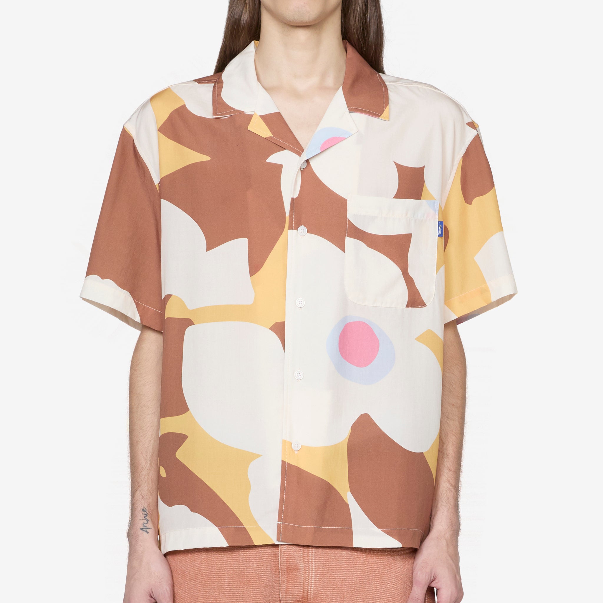 Brown Floral Camp Shirt