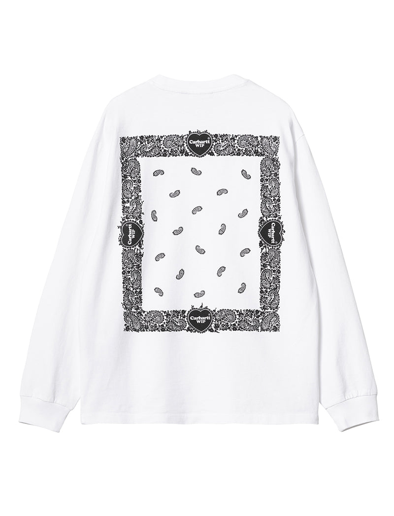 Carhartt WIP Women's Long Sleeve Paisley Shirt White / Black Stone Washed