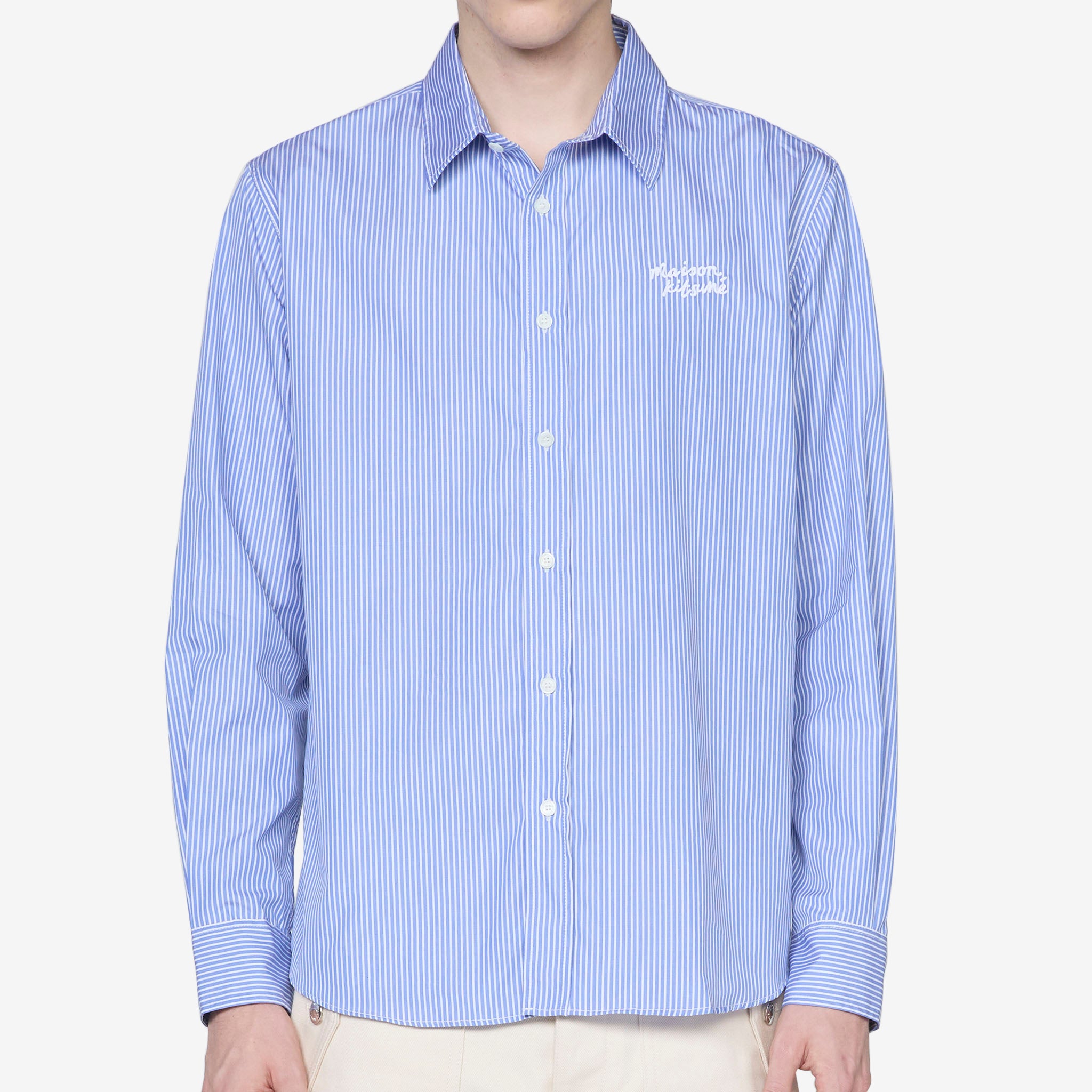 Casual Sky Blue Striped Shirt