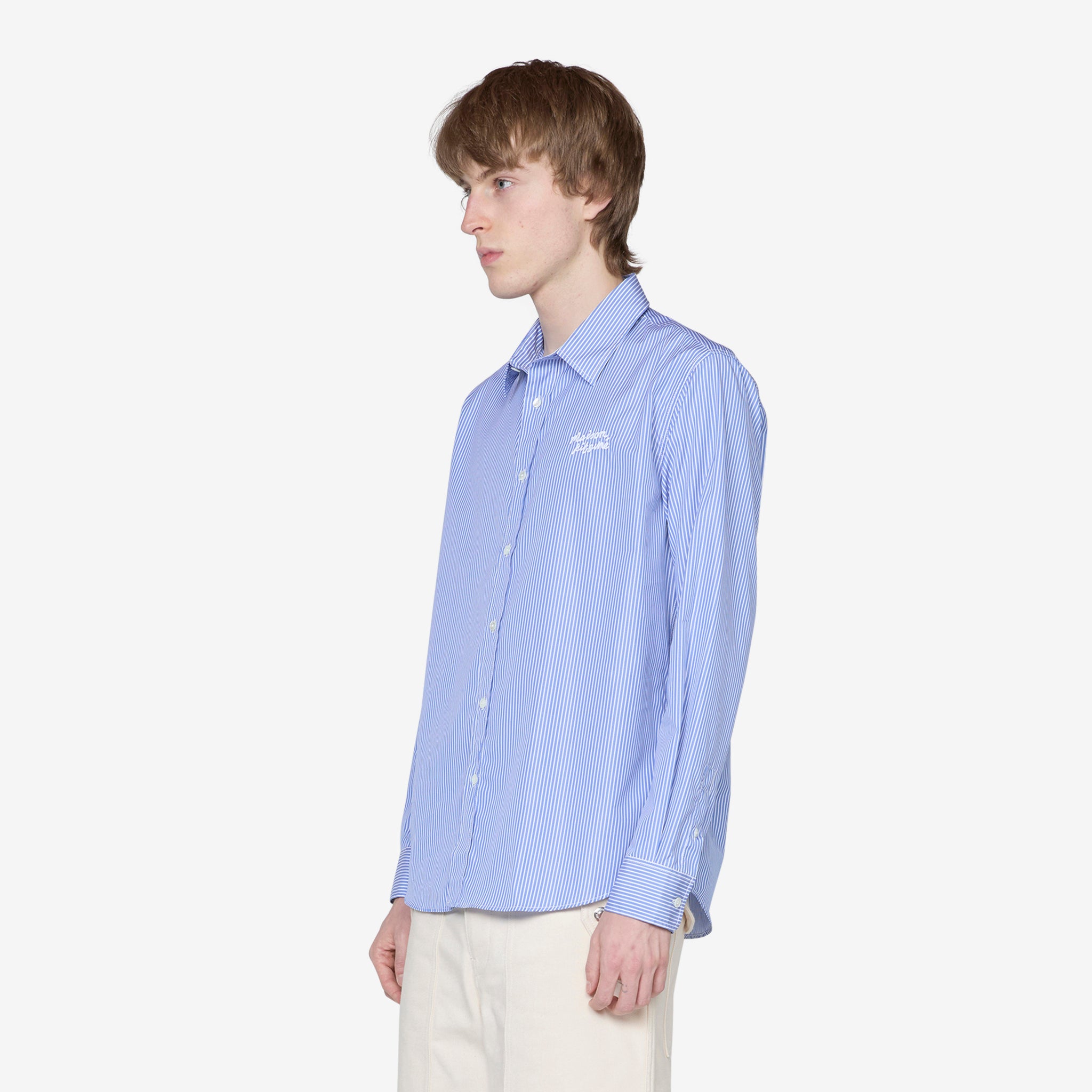 Casual Sky Blue Striped Shirt