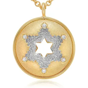 Circular Diamond Star Of David Pendant - Necklace