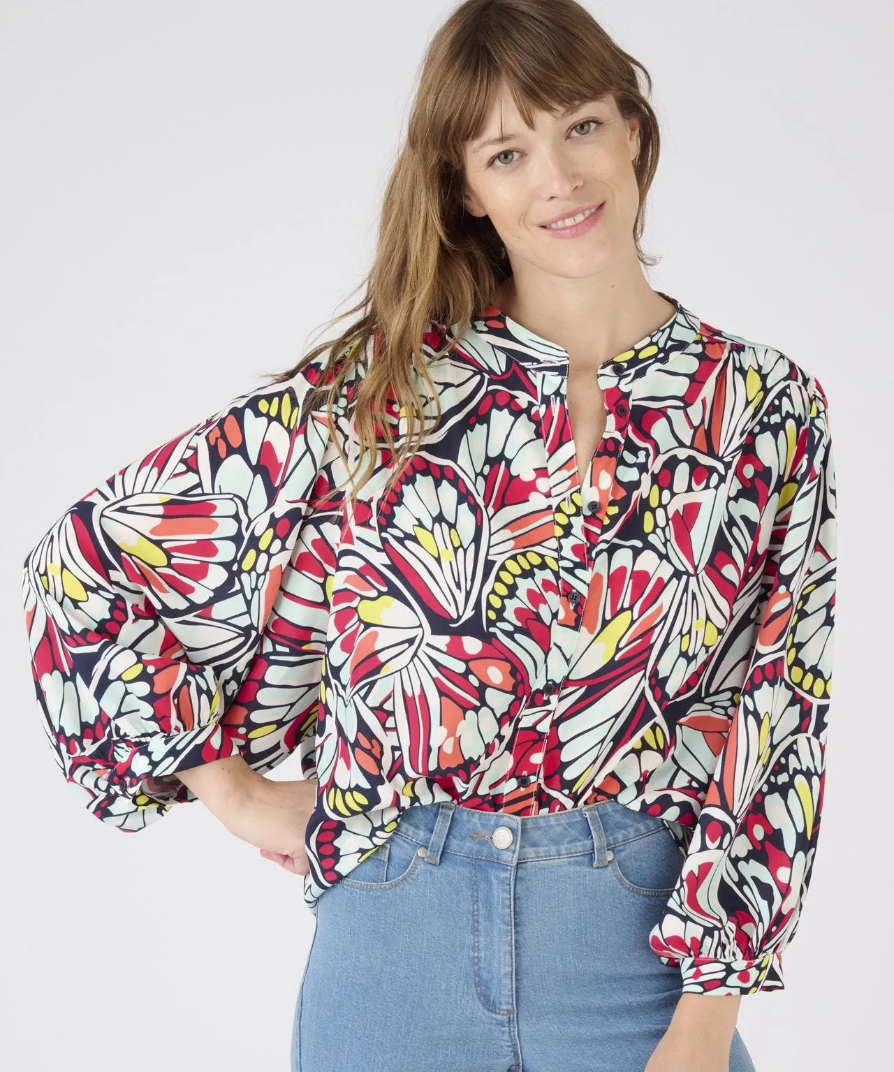 Climatyl Balloon Sleeve Printed Blouse Top