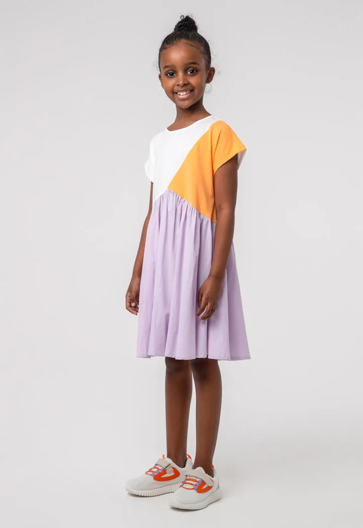 Color Block Flared Girls Dress - Girls Dress in Color Block Design