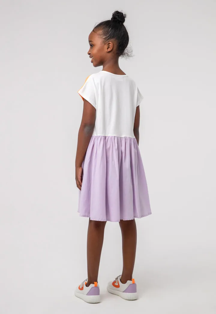 Color Block Flared Girls Dress - Girls Dress in Color Block Design