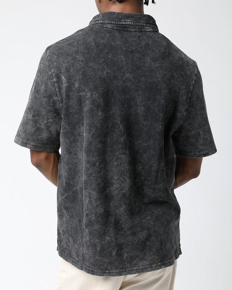 Corridor Black Acid Wash SS Polo