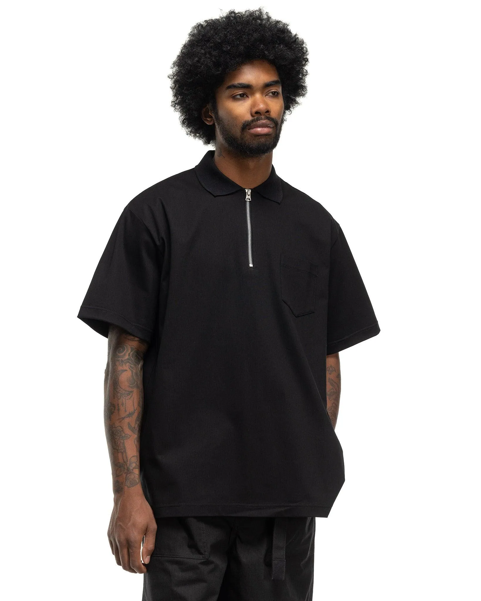 Black Cotton Jersey Polo Shirt