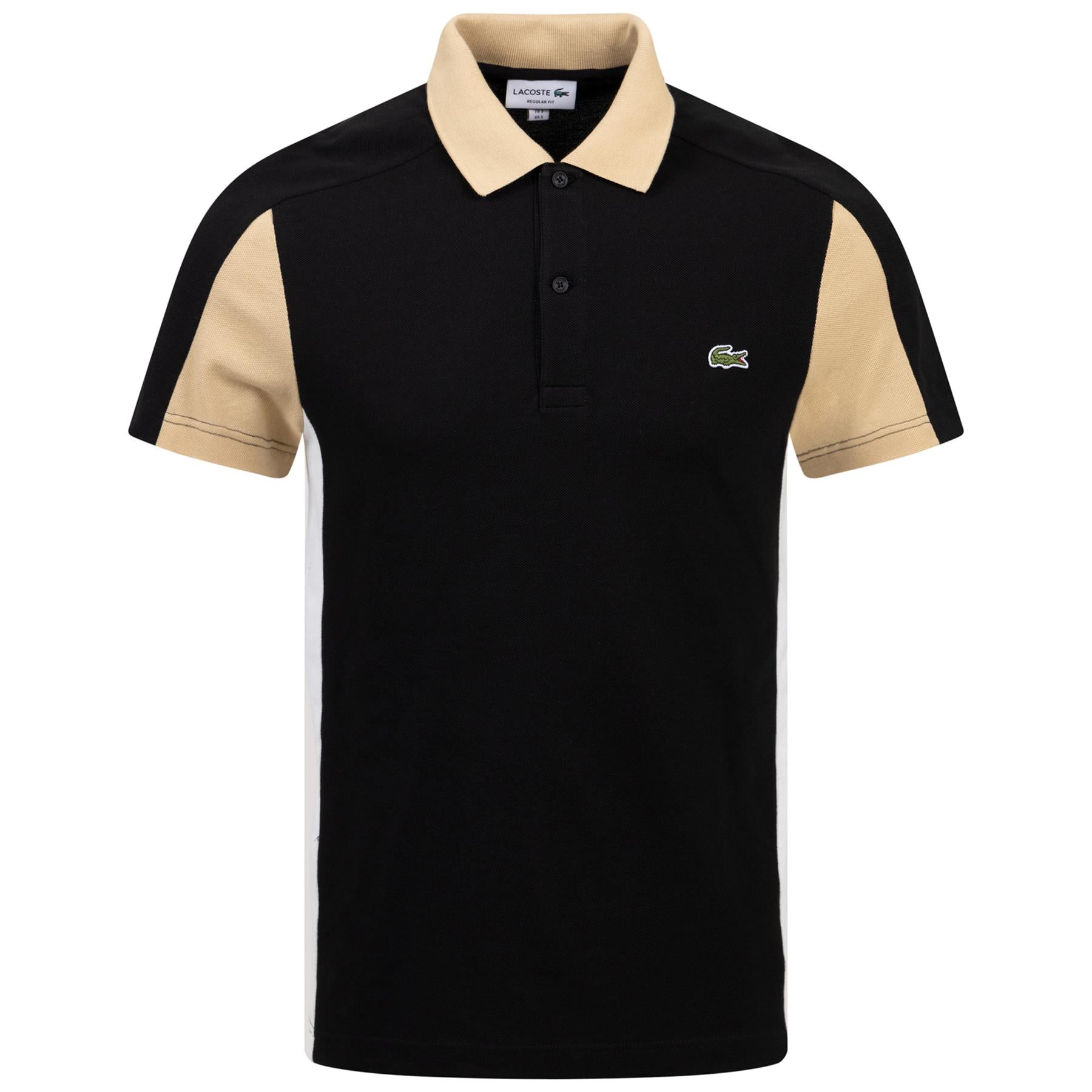 Cotton Pique Polo Black/Beige SS24