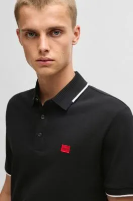 Cotton-pique Polo Shirt Slim Fit with Red Logo Label