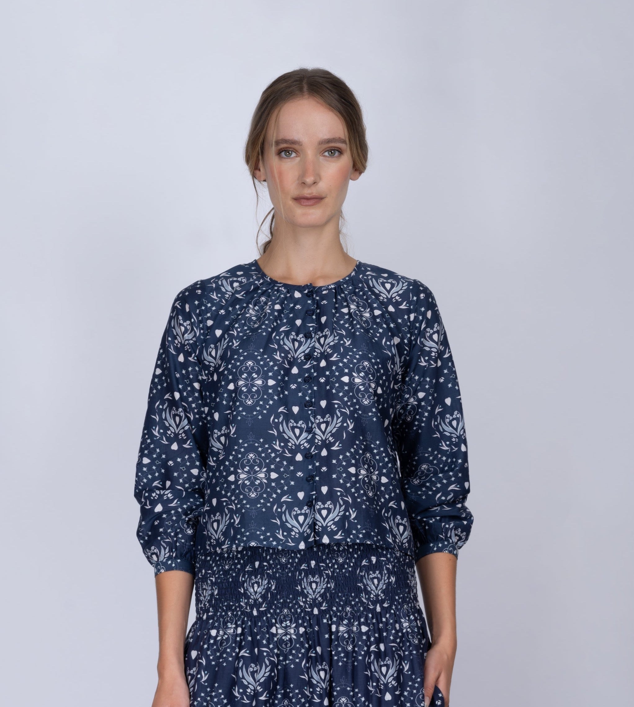 Cotton silk Heartwood print VETT shirt