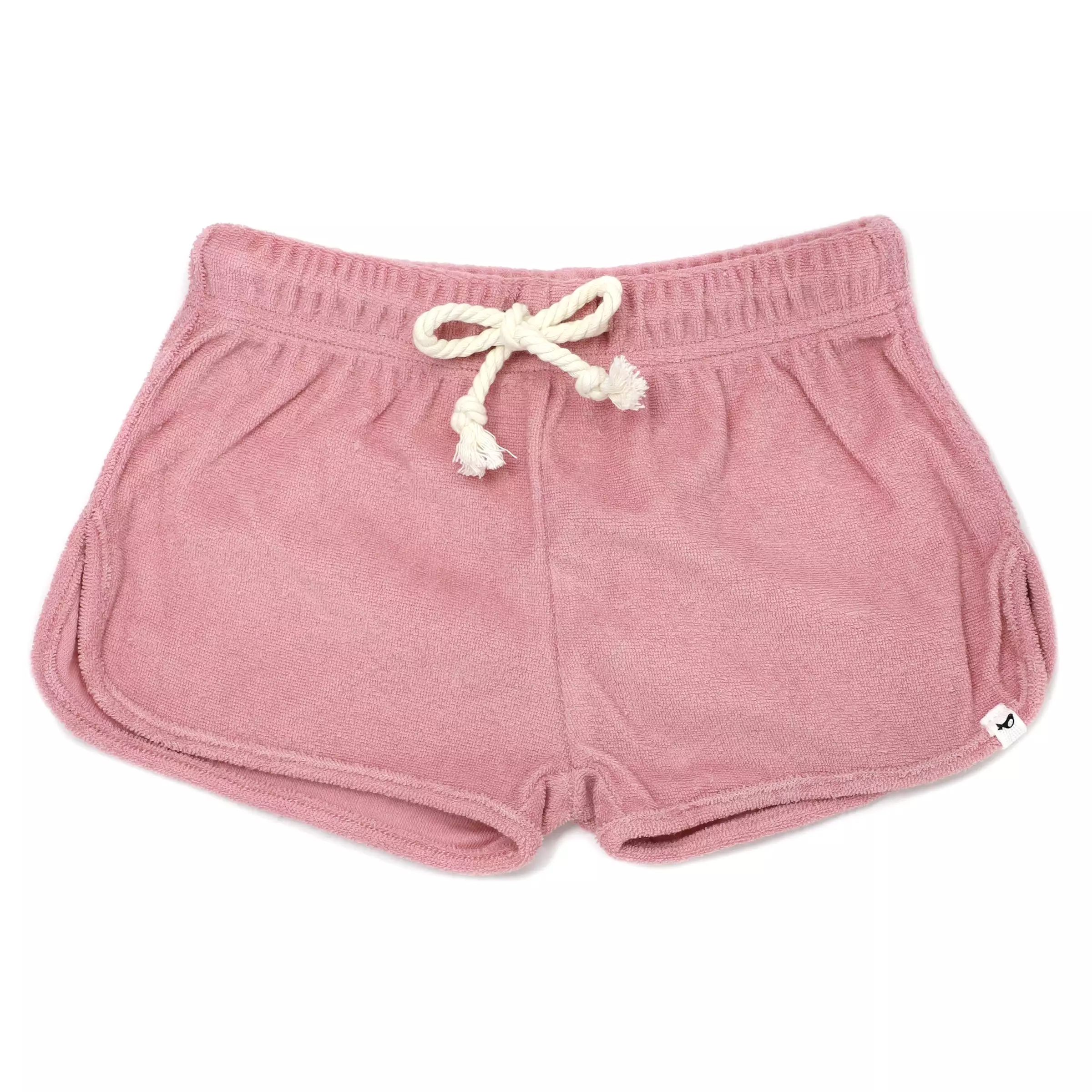 Cotton Terry Drawstring Track Shorts in Blush - Baby!