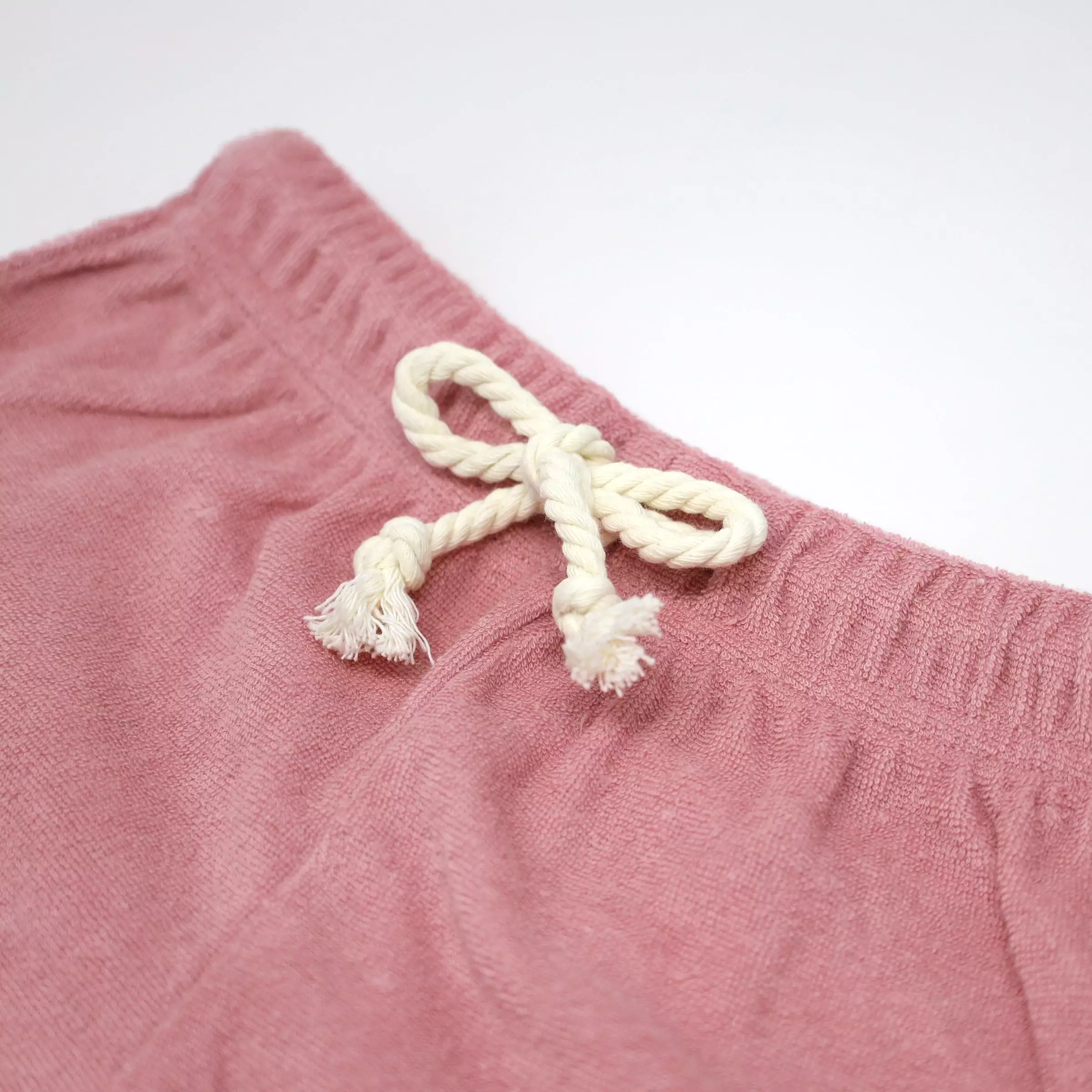 Cotton Terry Drawstring Track Shorts in Blush - Baby!