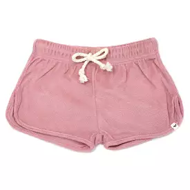 Cotton Terry Drawstring Track Shorts in Blush - Baby!