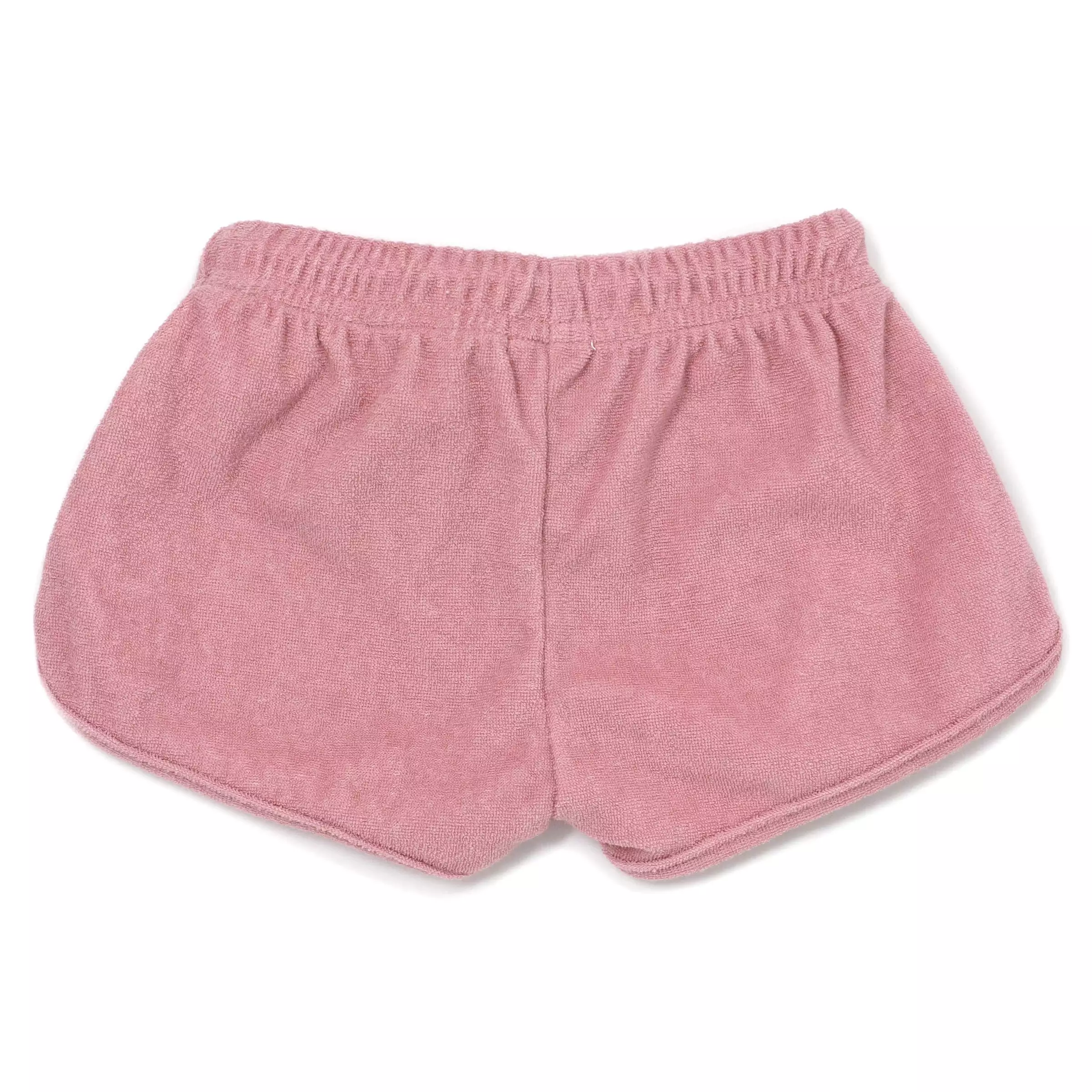 Cotton Terry Drawstring Track Shorts in Blush - Baby!