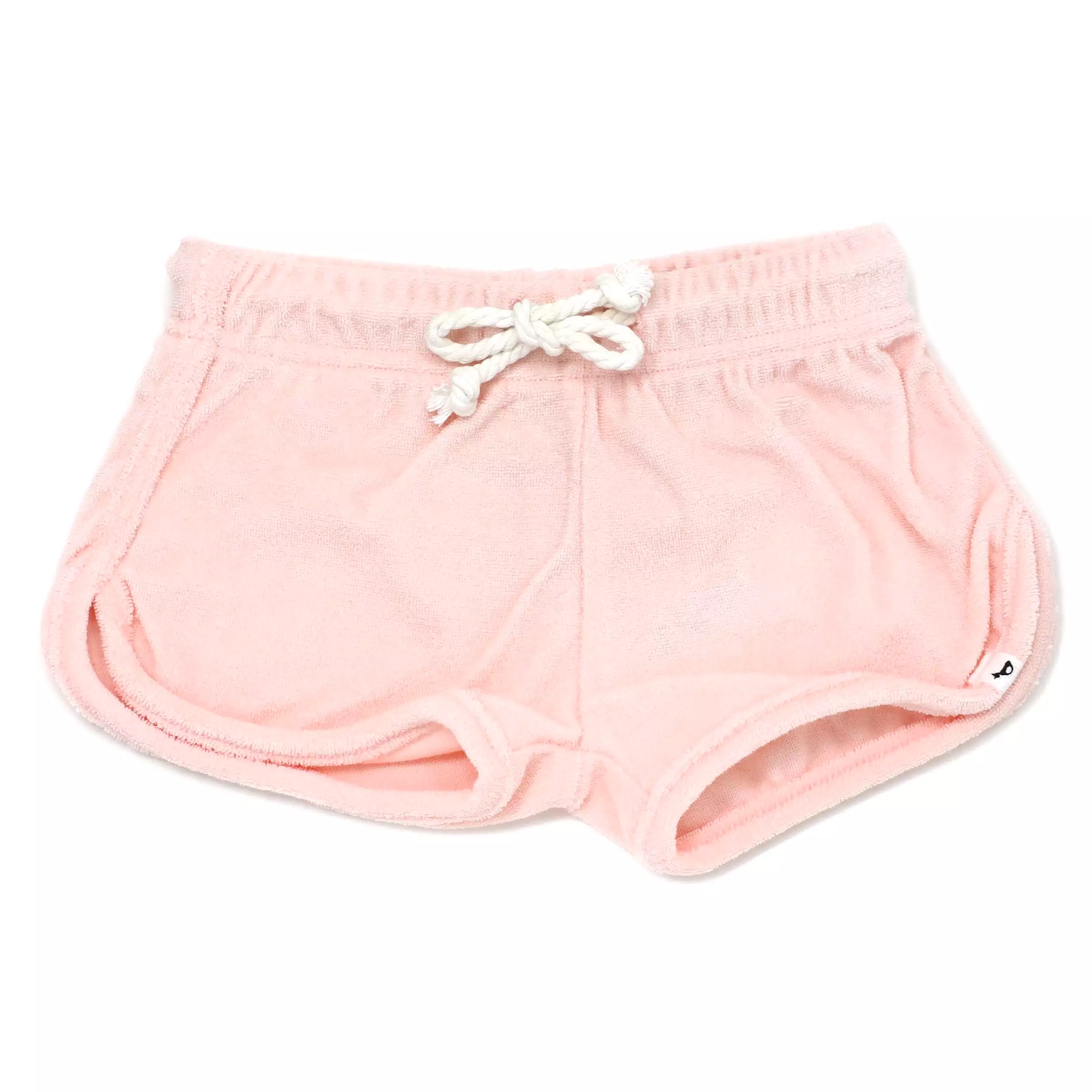 Cotton Terry Drawstring Track Shorts - Pale Pink