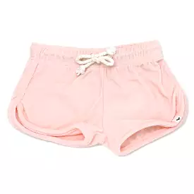 Cotton Terry Drawstring Track Shorts - Pale Pink