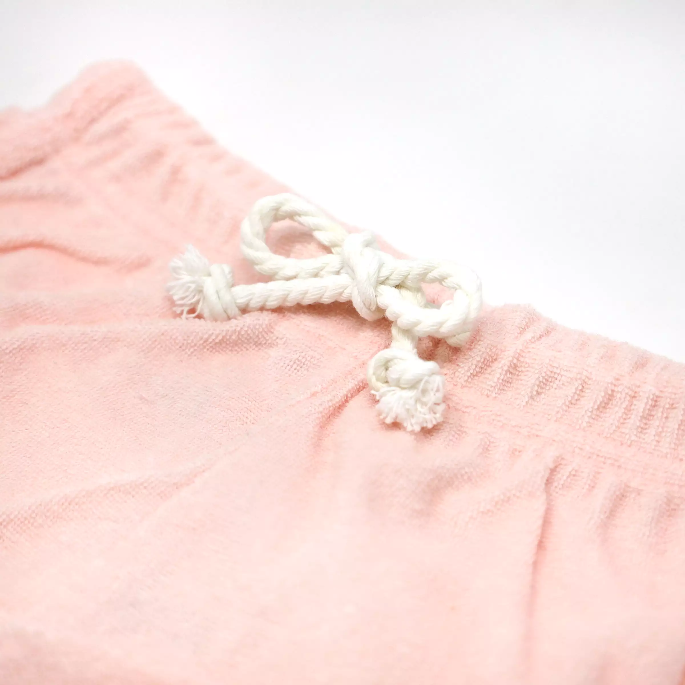 Cotton Terry Drawstring Track Shorts - Pale Pink