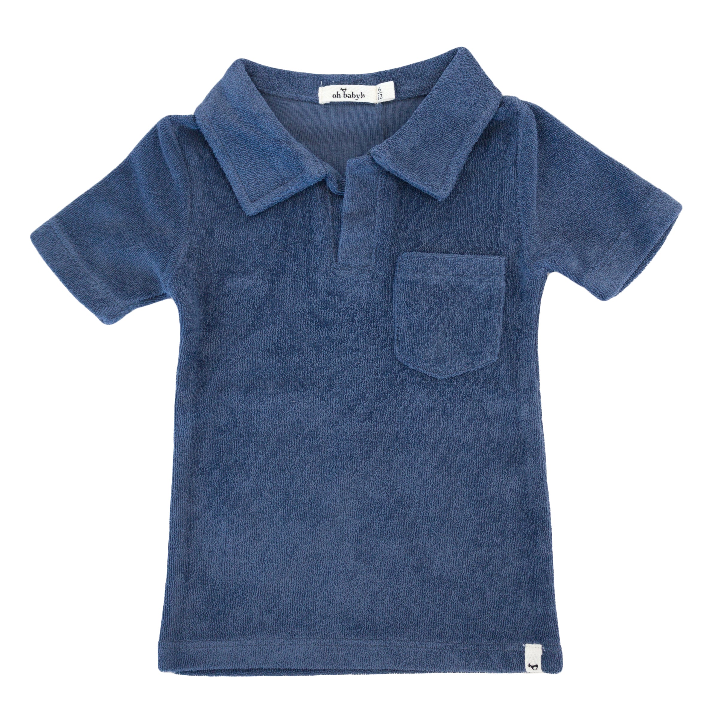 Cotton Terry Polo Shirt - Denim