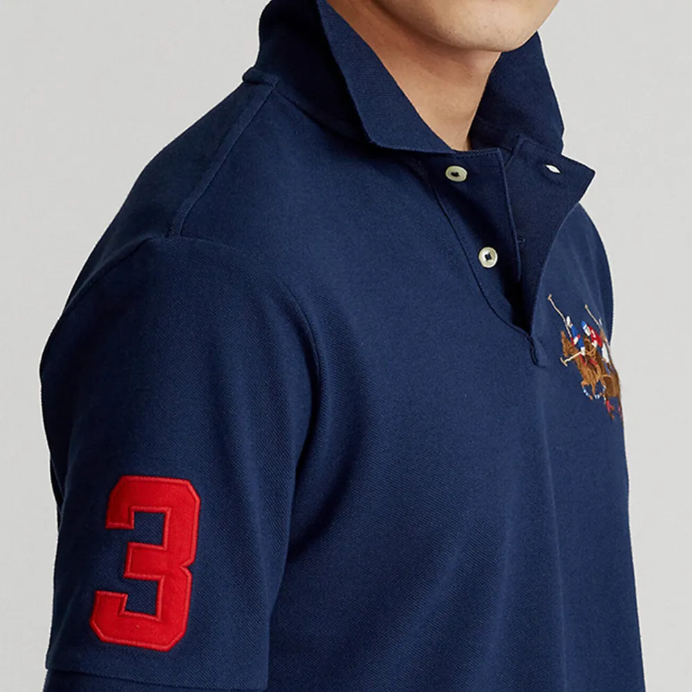 Custom Slim Fit Polo Shirt with Triple Pony Logo