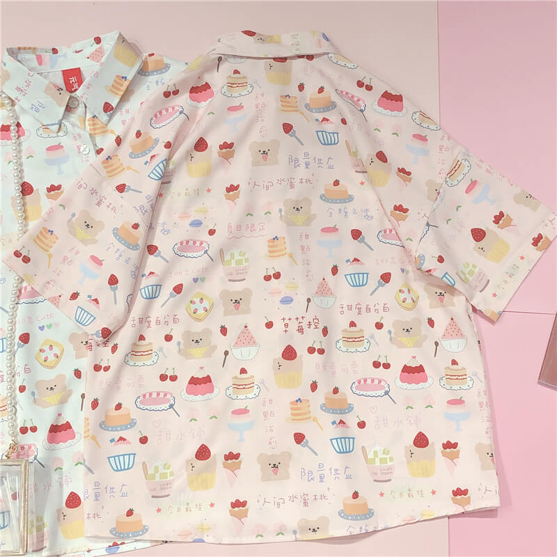 Cute Strawberry Cake Print Shirt - BY51203