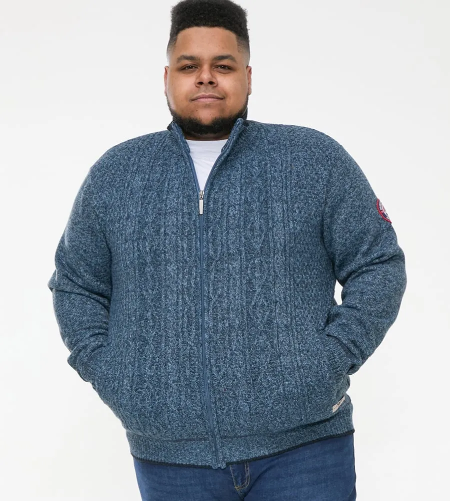 D555 Big Men's Blue Cable Knit Sweater - ECCLES