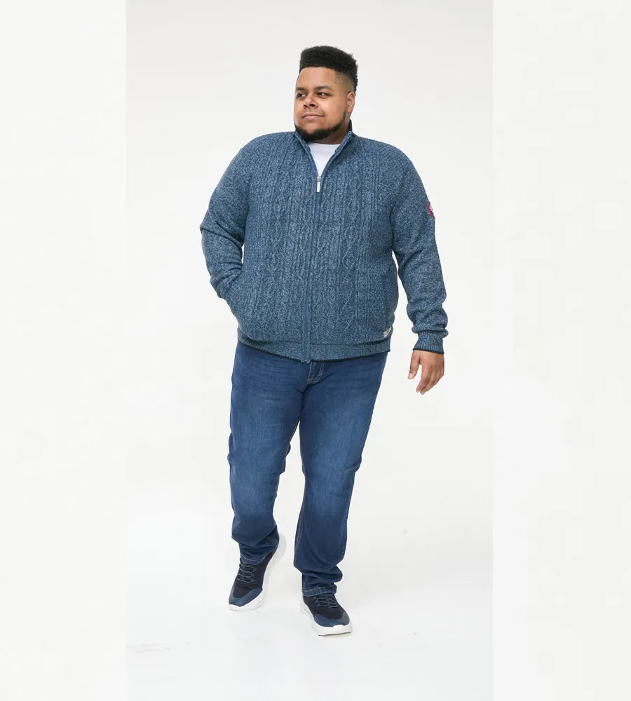 D555 Big Men's Blue Cable Knit Sweater - ECCLES