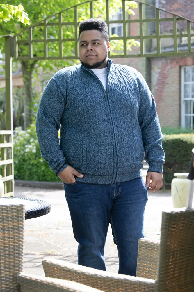 D555 Big Men's Blue Cable Knit Sweater - ECCLES