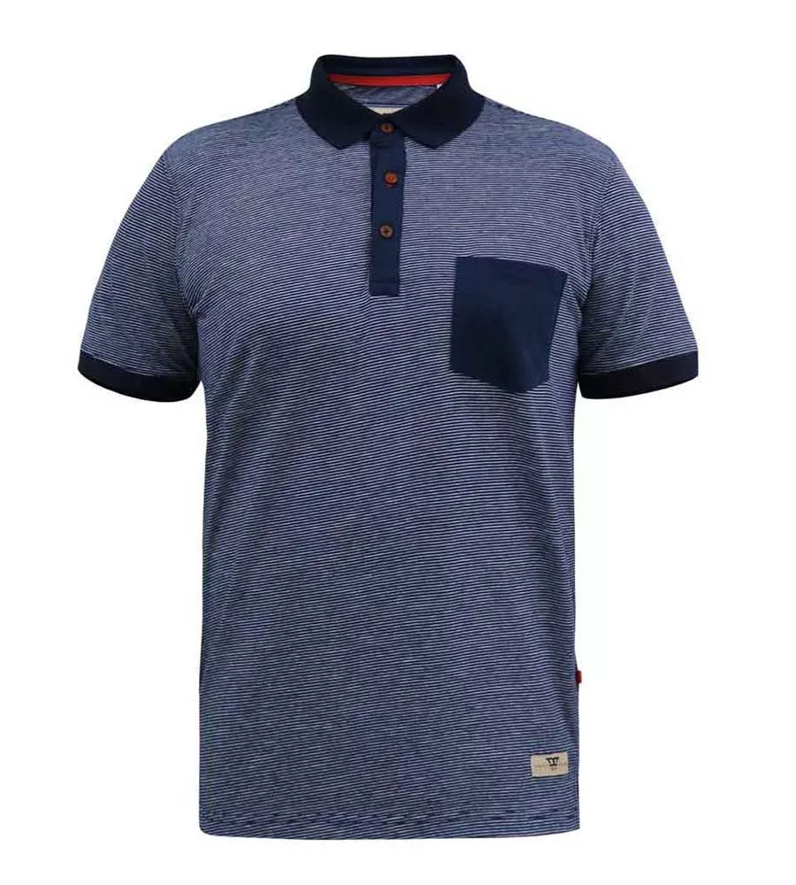 Big Mens Stripe Jersey Polo Shirt with Patch Pocket from D555 at OXLEY