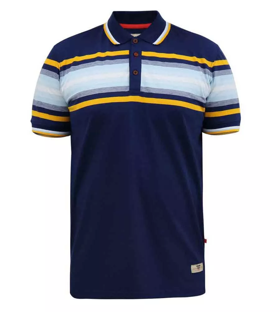 PELDON D555 Big Mens Jersey Polo Shirt With Multi Stripe