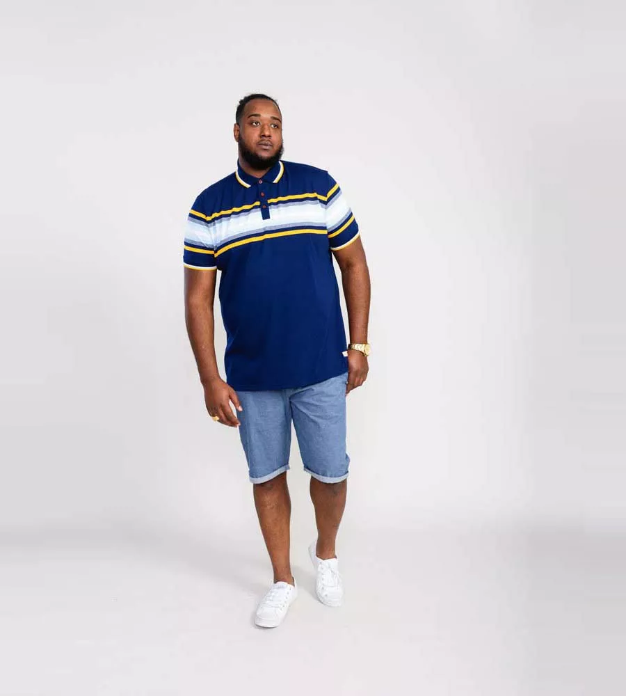 PELDON D555 Big Mens Jersey Polo Shirt With Multi Stripe