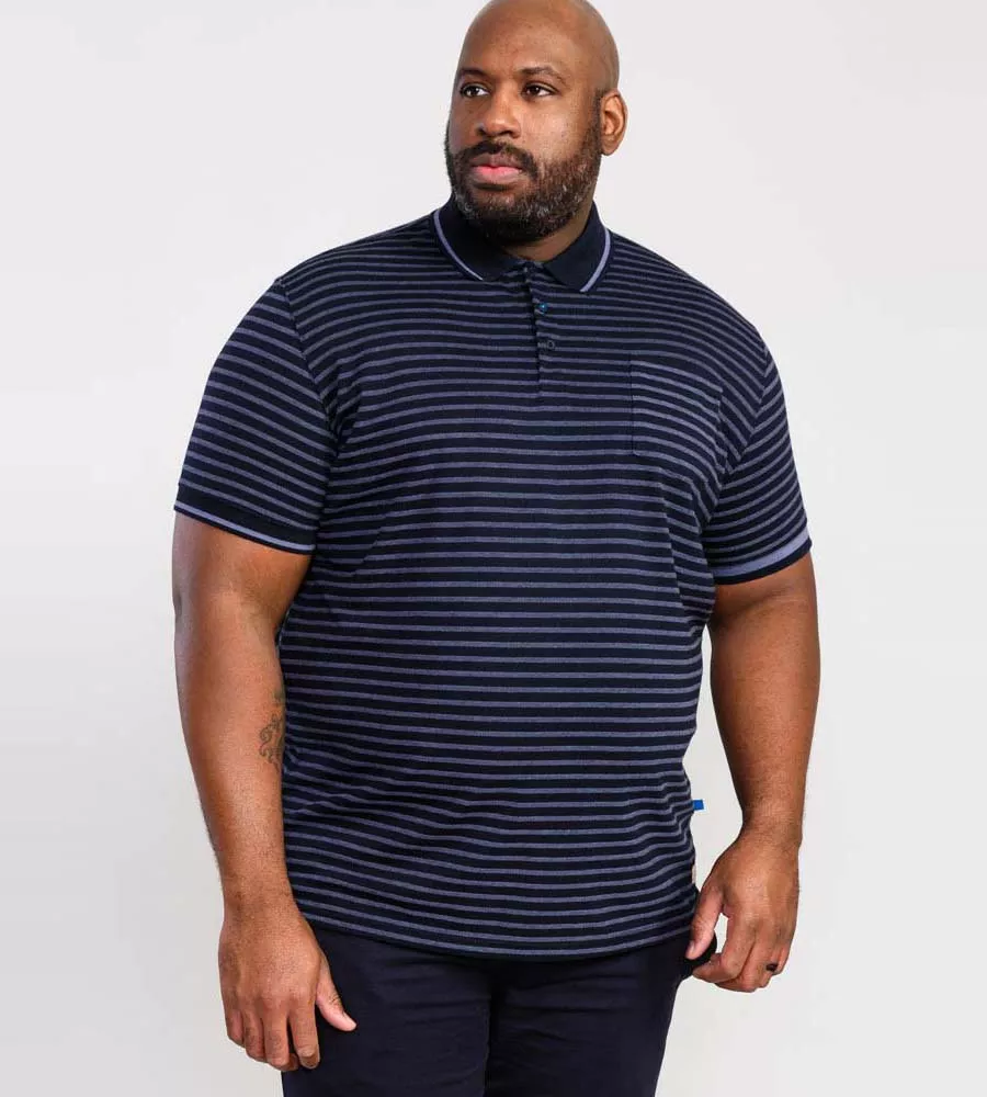 ROSEMARY D555 Big Mens Jersey Polo Shirt With Full Woven Stripe