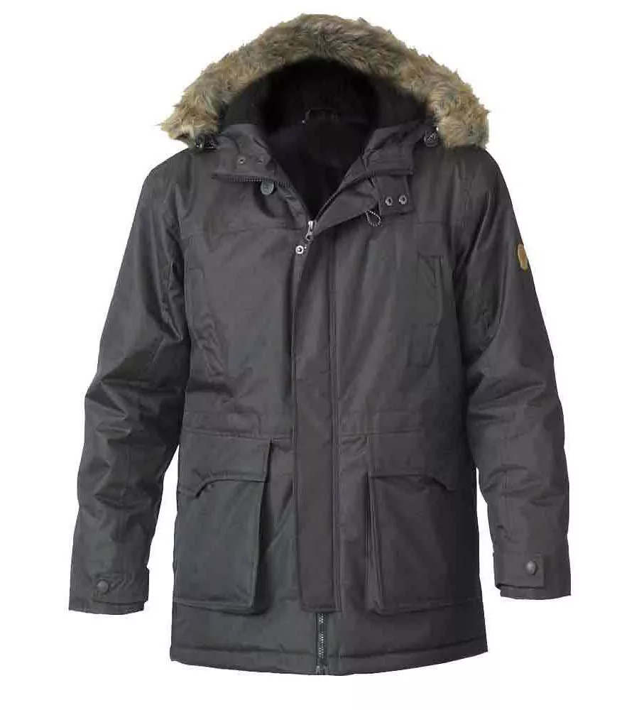 D555 Big Mens Khaki Parka Style Jacket With Detachable Fur Trim - LOVETT KHAKI Collection