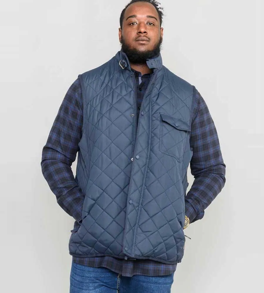 Big Mens Quilted Gilet Jacket With Corduroy Trims (NIGHTINGALE)