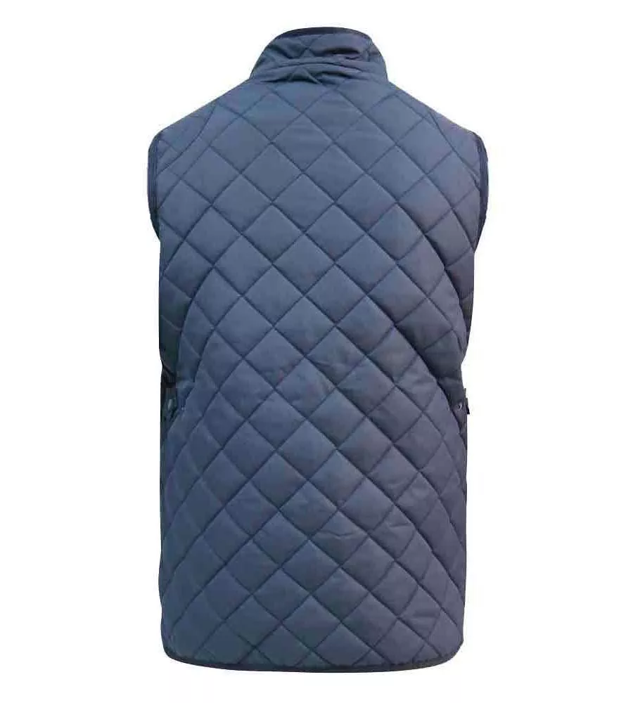 Big Mens Quilted Gilet Jacket With Corduroy Trims (NIGHTINGALE)