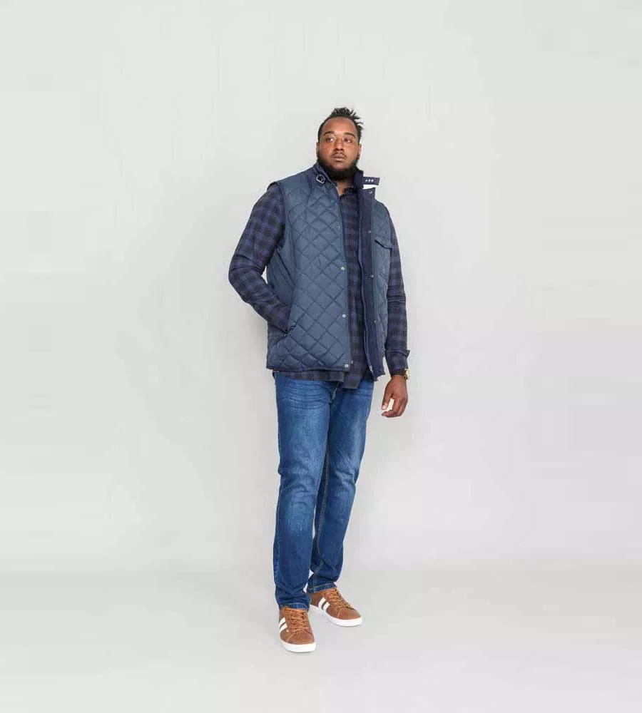 Big Mens Quilted Gilet Jacket With Corduroy Trims (NIGHTINGALE)