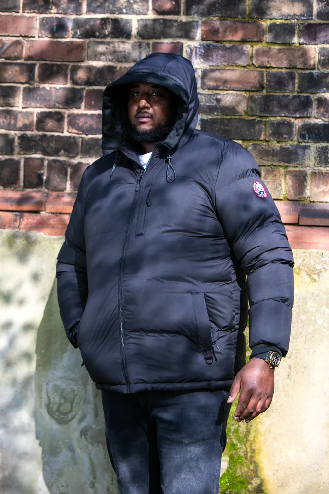 Big Mens Quilted Puffer Jacket With Half Micro Fleece Lining and Hood (DOMENIC)