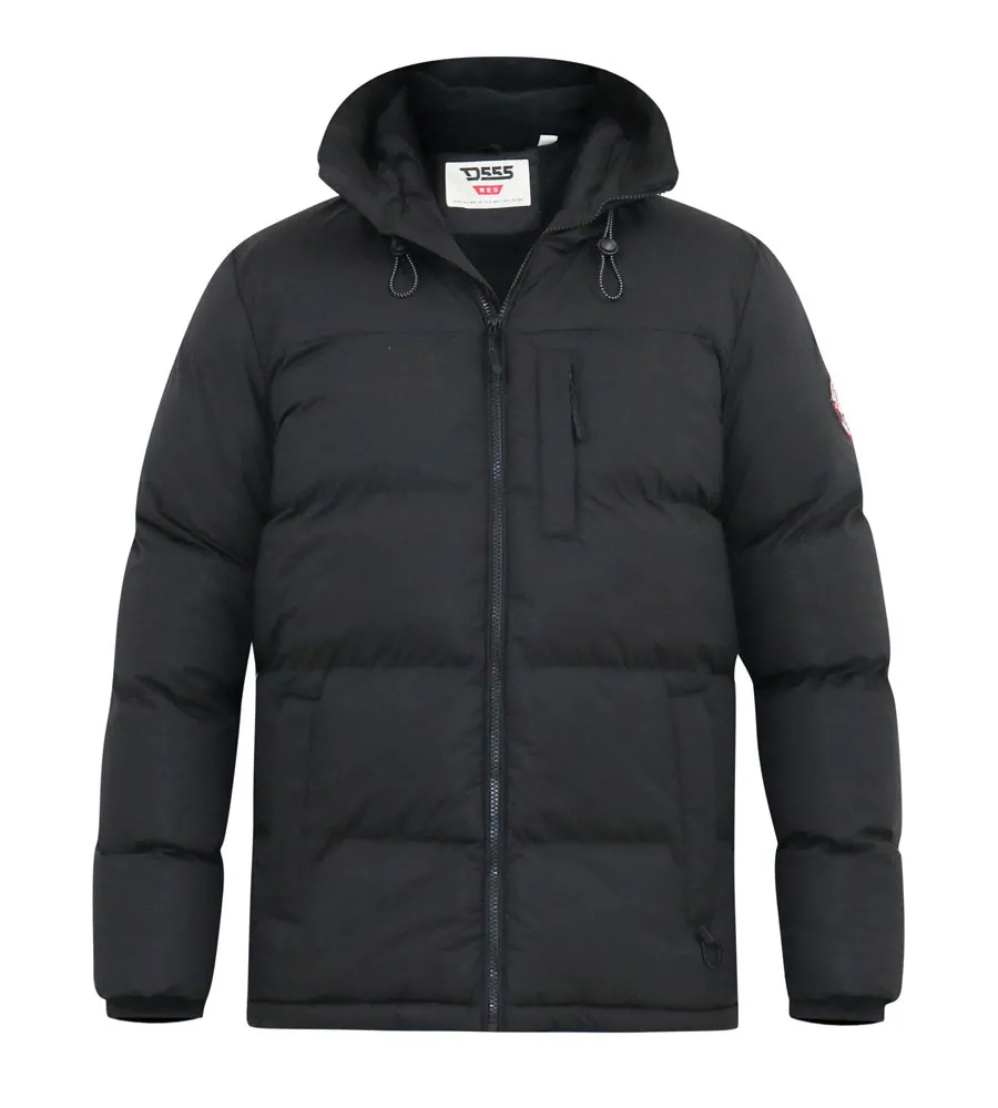 Big Mens Quilted Puffer Jacket With Half Micro Fleece Lining and Hood (DOMENIC)