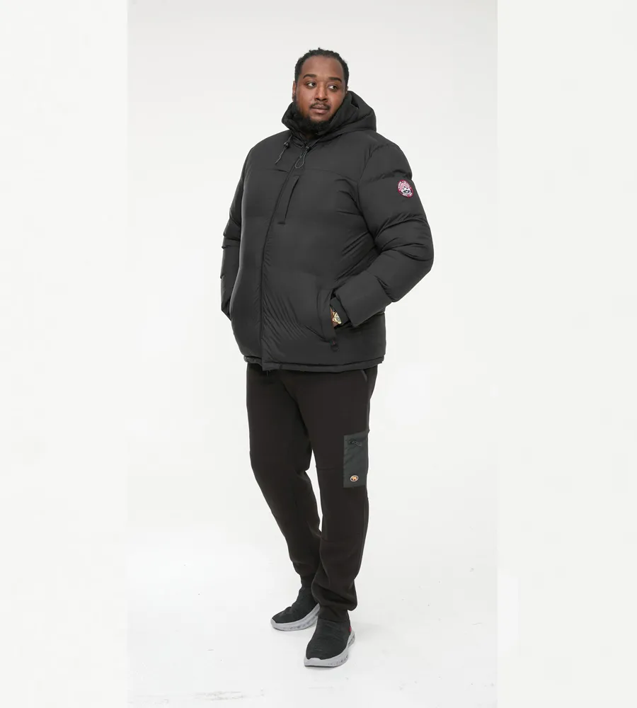 Big Mens Quilted Puffer Jacket With Half Micro Fleece Lining and Hood (DOMENIC)