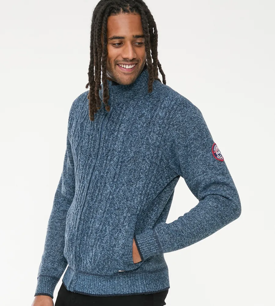 D555 Men's Blue Cable Knit Sweater - ECCLES