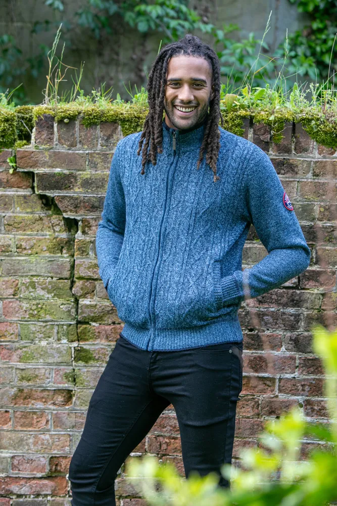 D555 Men's Blue Cable Knit Sweater - ECCLES