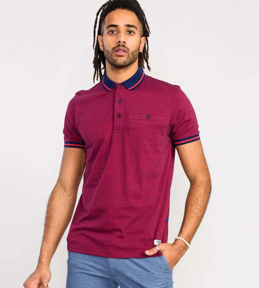 Mens Stripe Polo Shirt with Chest Pocket from D555 at WIGBOROUGH