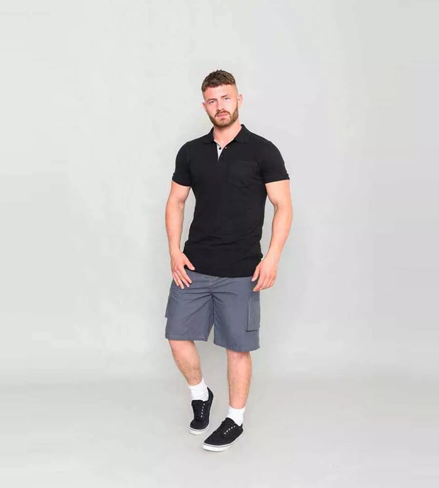 D555 Men's Fully Combed Black Pique Polo Shirt With Pocket (Grant Black)